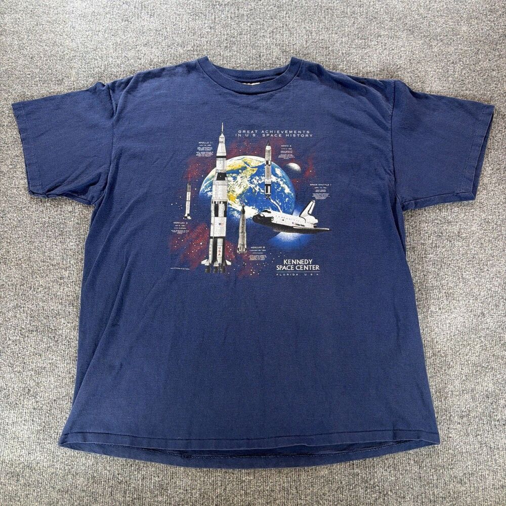 Kennedy Space Center Shirt Mens 2XL Vintage Single Stitch NASA Rocket Ship Earth